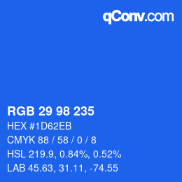 カラーコード: RGB 29 98 235 | qconv.com