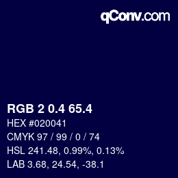 カラーコード: RGB 2 0.4 65.4 | qconv.com