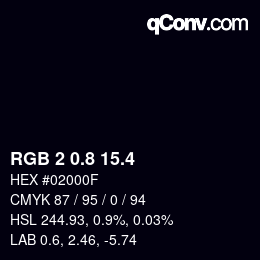 カラーコード: RGB 2 0.8 15.4 | qconv.com