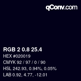 カラーコード: RGB 2 0.8 25.4 | qconv.com