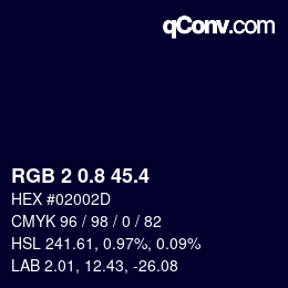 カラーコード: RGB 2 0.8 45.4 | qconv.com