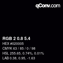 カラーコード: RGB 2 0.8 5.4 | qconv.com