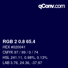 カラーコード: RGB 2 0.8 65.4 | qconv.com