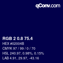 カラーコード: RGB 2 0.8 75.4 | qconv.com