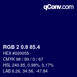 カラーコード: RGB 2 0.8 85.4 | qconv.com