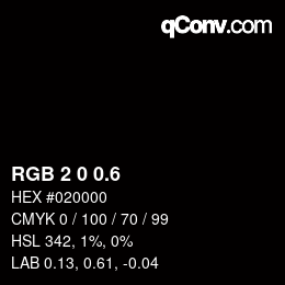 カラーコード: RGB 2 0 0.6 | qconv.com