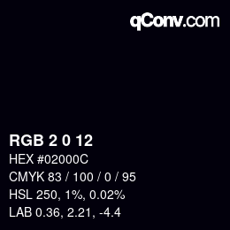Color code: RGB 2 0 12 | qconv.com