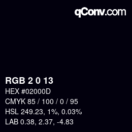 Color code: RGB 2 0 13 | qconv.com