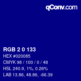 Color code: RGB 2 0 133 | qconv.com