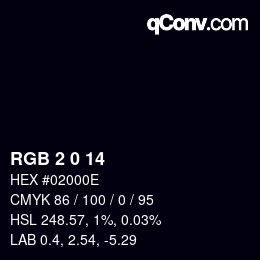 颜色代码: RGB 2 0 14 | qconv.com