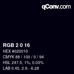 Color code: RGB 2 0 16 | qconv.com