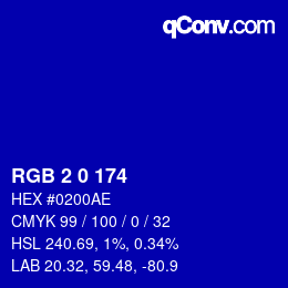 Color code: RGB 2 0 174 | qconv.com