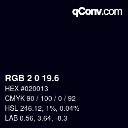 カラーコード: RGB 2 0 19.6 | qconv.com