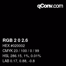カラーコード: RGB 2 0 2.6 | qconv.com