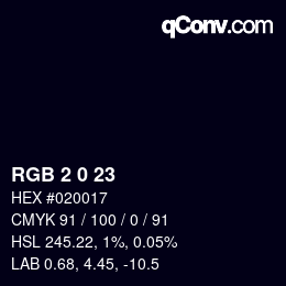 カラーコード: RGB 2 0 23 | qconv.com