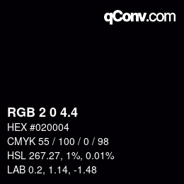 カラーコード: RGB 2 0 4.4 | qconv.com