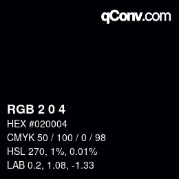 颜色代码: RGB 2 0 4 | qconv.com