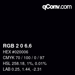 カラーコード: RGB 2 0 6.6 | qconv.com