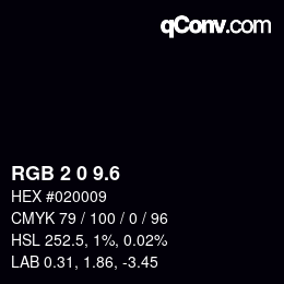 カラーコード: RGB 2 0 9.6 | qconv.com