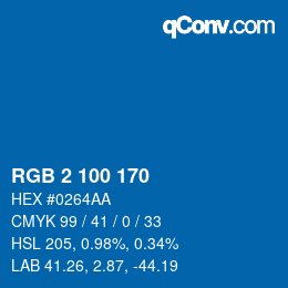 Color code: RGB 2 100 170 | qconv.com