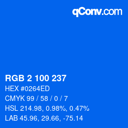 Color code: RGB 2 100 237 | qconv.com
