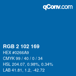 Color code: RGB 2 102 169 | qconv.com