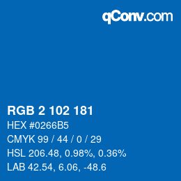 Color code: RGB 2 102 181 | qconv.com