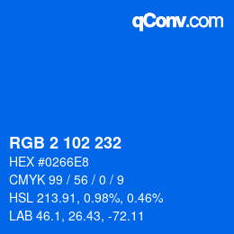 Color code: RGB 2 102 232 | qconv.com