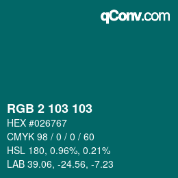 カラーコード: RGB 2 103 103 | qconv.com