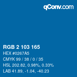 Color code: RGB 2 103 165 | qconv.com
