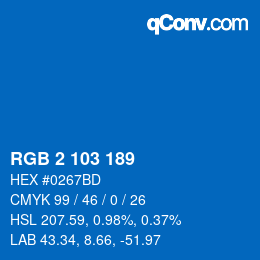 Color code: RGB 2 103 189 | qconv.com