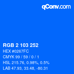Color code: RGB 2 103 252 | qconv.com