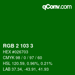 Color code: RGB 2 103 3 | qconv.com