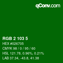 Farbcode: RGB 2 103 5 | qconv.com