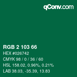 颜色代码: RGB 2 103 66 | qconv.com