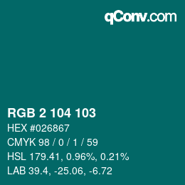 カラーコード: RGB 2 104 103 | qconv.com