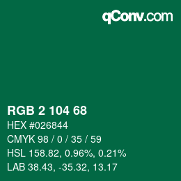 Color code: RGB 2 104 68 | qconv.com