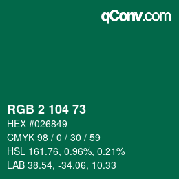 Color code: RGB 2 104 73 | qconv.com