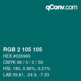 颜色代码: RGB 2 105 105 | qconv.com