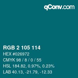 カラーコード: RGB 2 105 114 | qconv.com