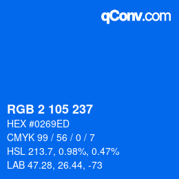 Color code: RGB 2 105 237 | qconv.com