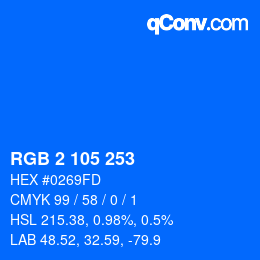 Color code: RGB 2 105 253 | qconv.com