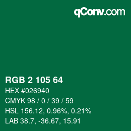 Color code: RGB 2 105 64 | qconv.com