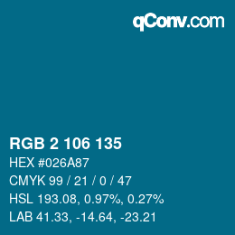 Color code: RGB 2 106 135 | qconv.com