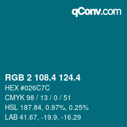 カラーコード: RGB 2 108.4 124.4 | qconv.com