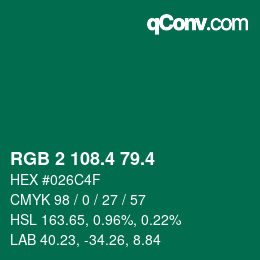 カラーコード: RGB 2 108.4 79.4 | qconv.com