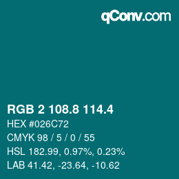カラーコード: RGB 2 108.8 114.4 | qconv.com