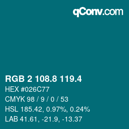 カラーコード: RGB 2 108.8 119.4 | qconv.com
