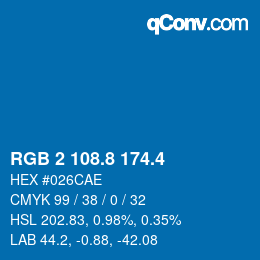 カラーコード: RGB 2 108.8 174.4 | qconv.com