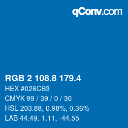 カラーコード: RGB 2 108.8 179.4 | qconv.com